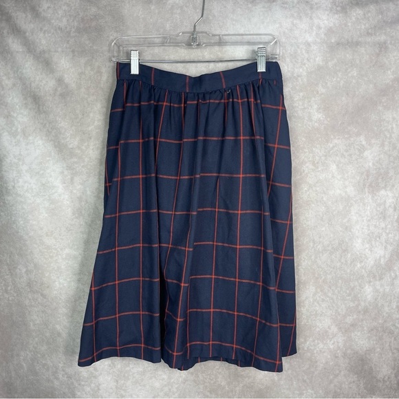 ModCloth Plaid A-Line Bow Skirt In Blue Women's Size M - Picture 1 of 6